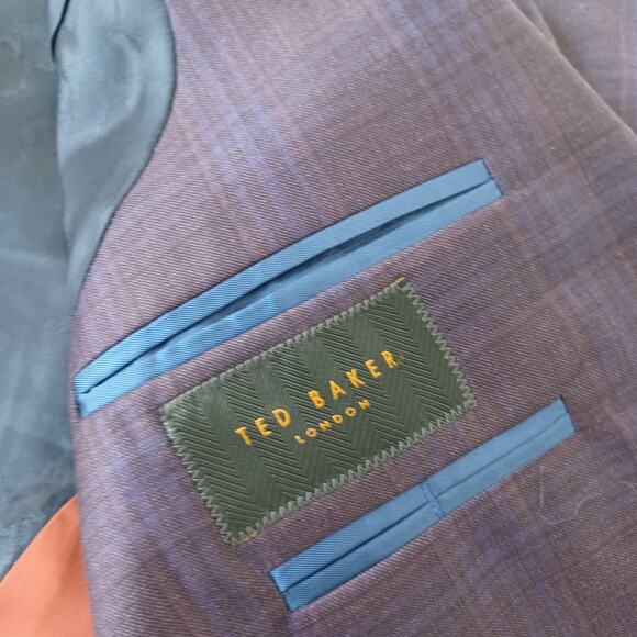 Ted Baker Endurance Jay SPJ Sport Coat Jacket Blazer Mens 40R Purple Plaid Wool - Picture 7 of 9